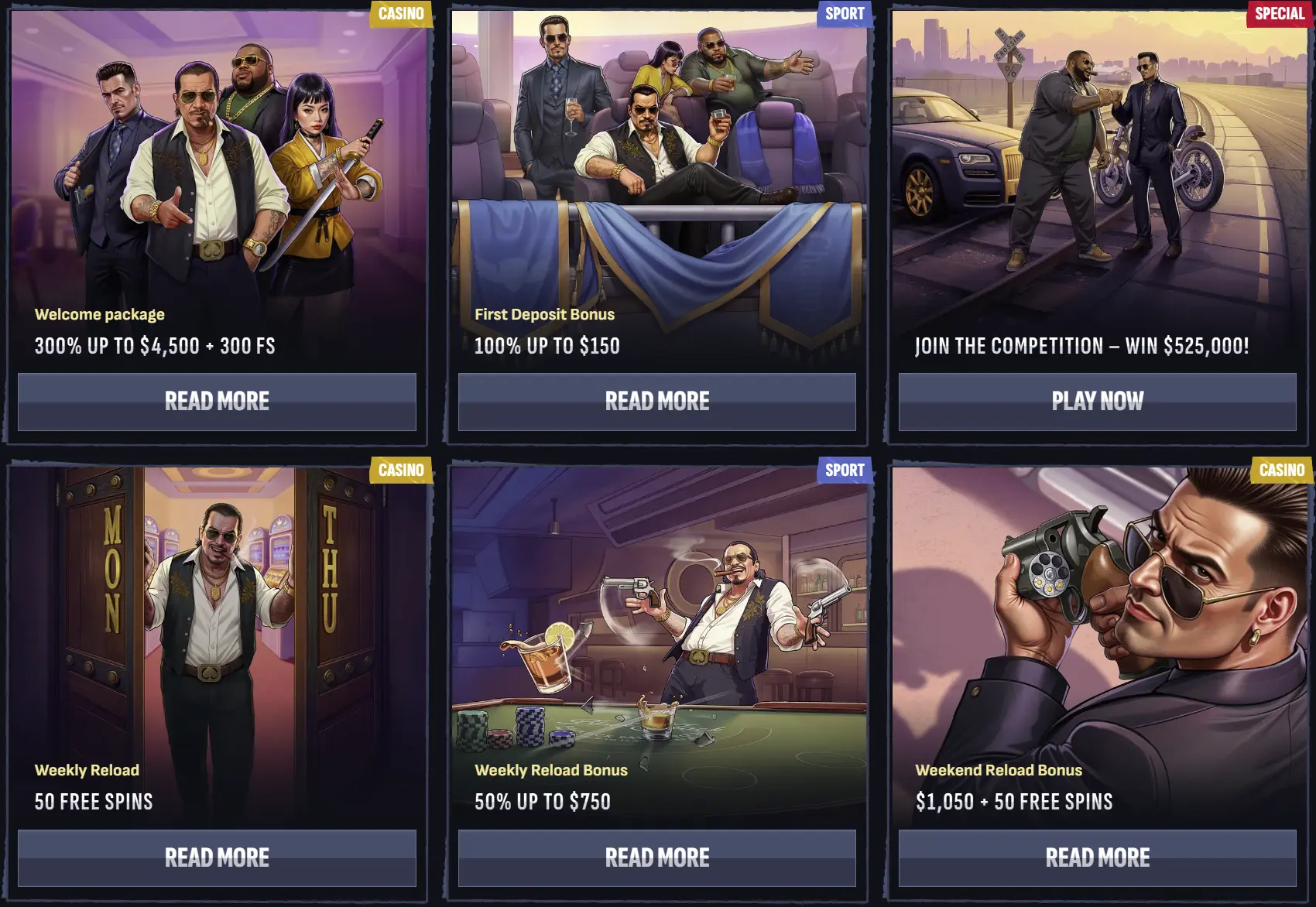 Mafia Casino — Welcome Package 300% up to CA$4,500 + 300 Free Spins